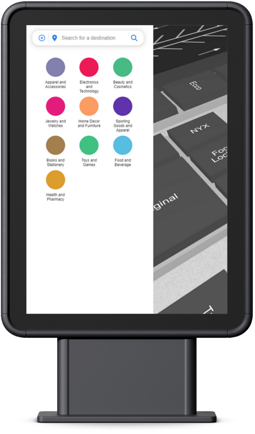 Organized destination categories for enhanced indoor navigation and wayfinding