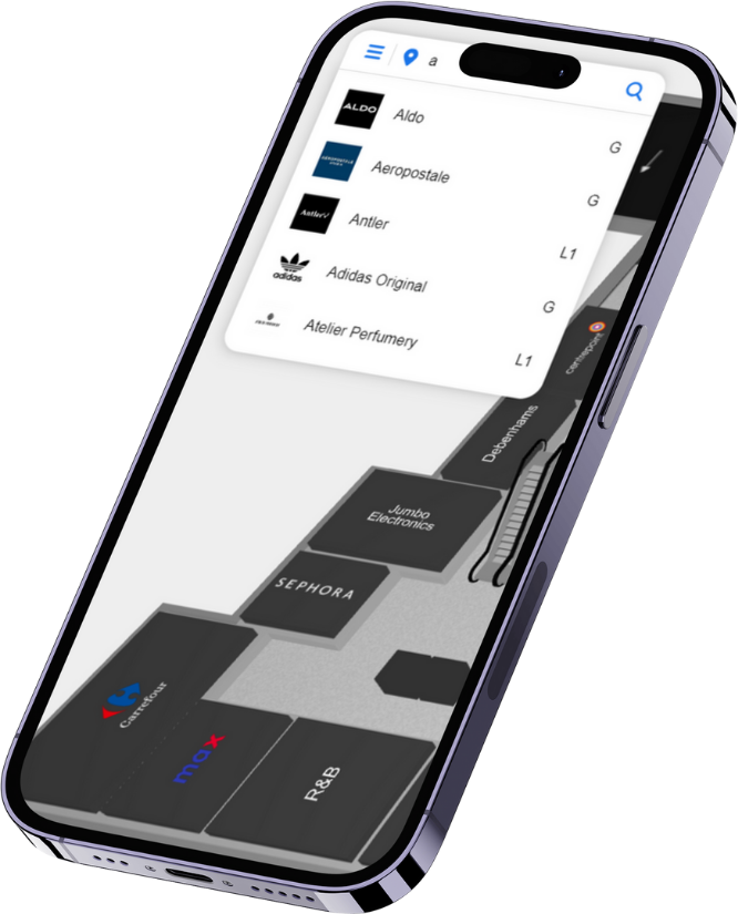 Smart search feature for finding destinations in indoor wayfinding applications